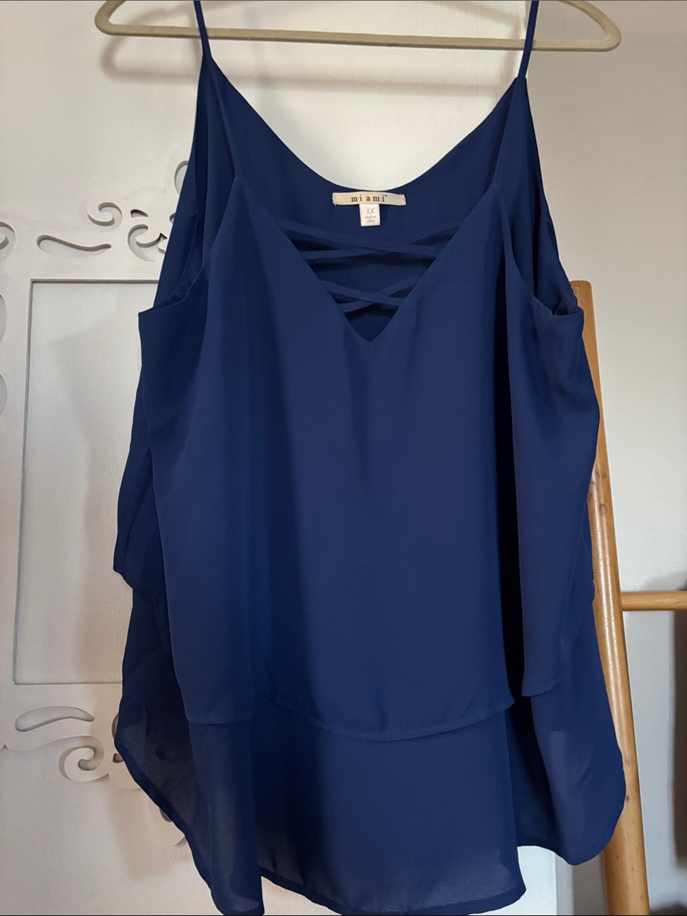miami Deep Blue Crisscross V-Neck Tank